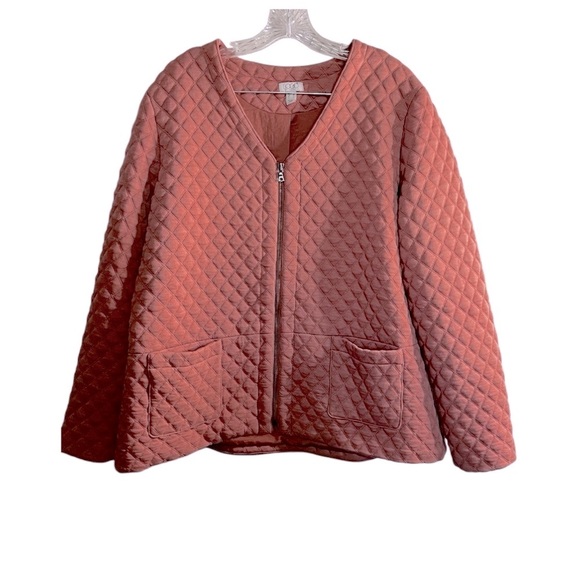 Logo by Lori Goldstein Salmon Quilted Front Knit Jacket - Picture 3 of 8